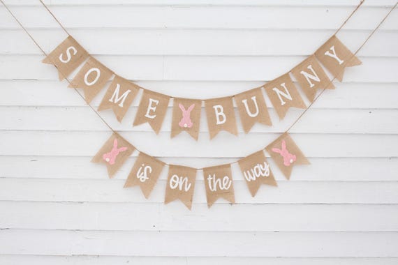 Bunny Baby Shower, Easter Baby Shower Decorations, Some Bunny is on the way Banner, Easter Theme Shower, Little Bunny, Rabbit Shower