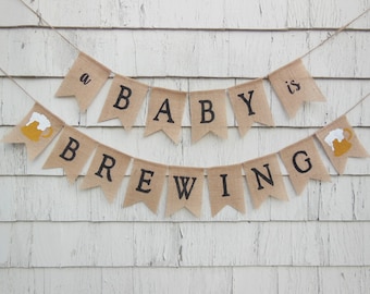 A Baby Is Brewing Baby Shower, A Baby Is Brewing Banner, Baby Shower Banner, Coed Baby Shower, Couples Baby Shower Decor, A Baby Is Brewing