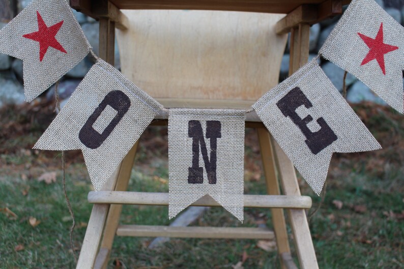 Rodeo Highchair Banner, First Rodeo Birthday Party Decorations, High Chair One Burlap Banner, Western Cowboy First Birthday bild 3