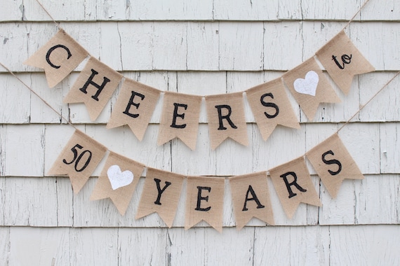 Cheers To 50 Years Banner 50th Birthday Decorations 50th Etsy