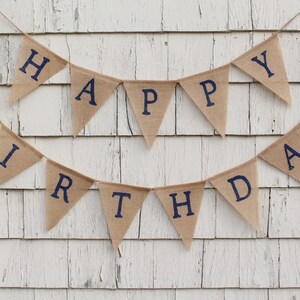 Custom Birthday Banner, Happy Birthday Burlap Banner, Happy Birthday Bunting, Rustic Birthday Decorations, Birthday Party Banner with Name image 3