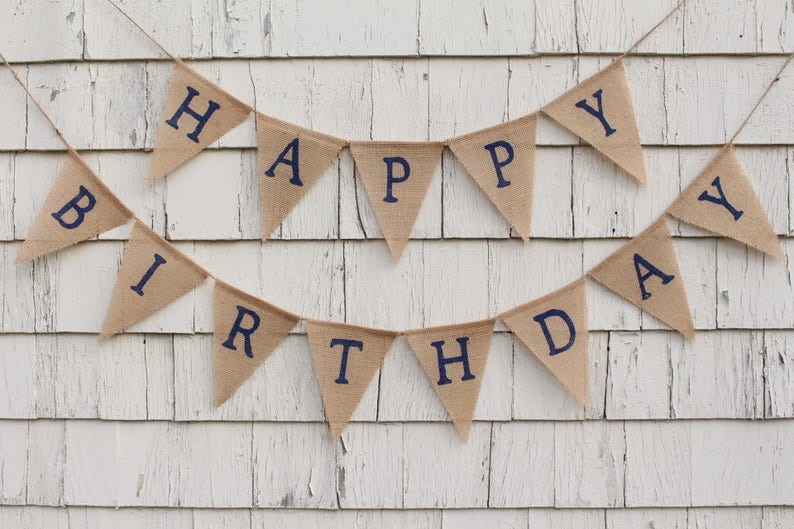 Custom Birthday Banner, Happy Birthday Burlap Banner, Happy Birthday Bunting, Rustic Birthday Decorations, Birthday Party Banner with Name image 3