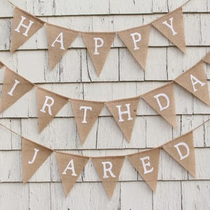 Personalized Happy Birthday Banner, Custom Happy Birthday Burlap Banner, Rainbow Birthday Decorations, Birthday Banner with Name image 5