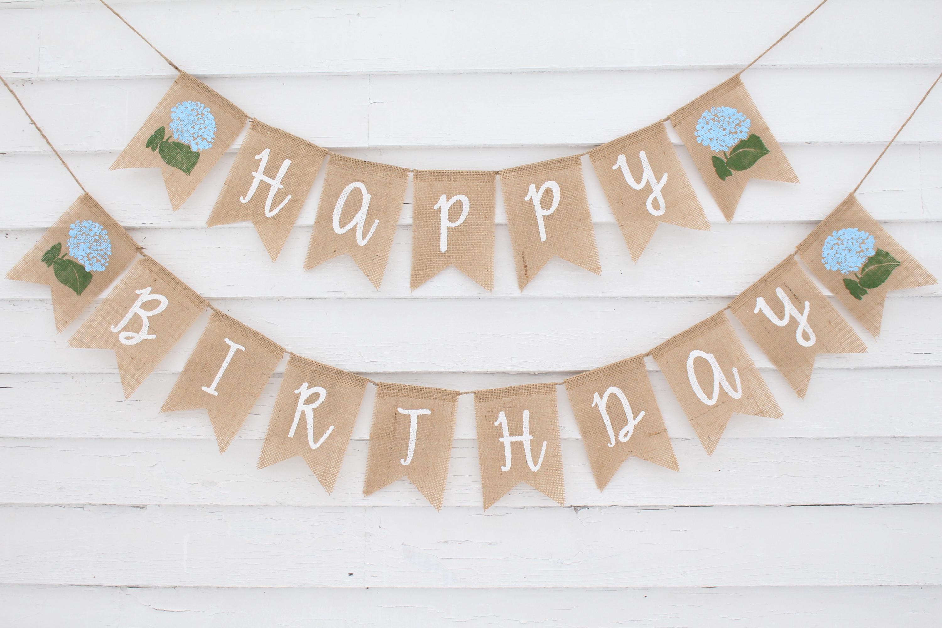 Blue Hydrangea Birthday Party Decorations, Coastal Beach Floral Theme ...