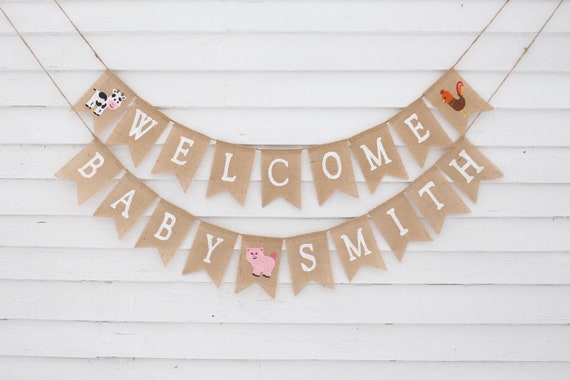 Farm Baby Shower Decorations, Farm Baby Banner, Baby Shower Decor, Baby Shower Banner, Custom Welcome Baby Banner, Barnyard Baby Shower