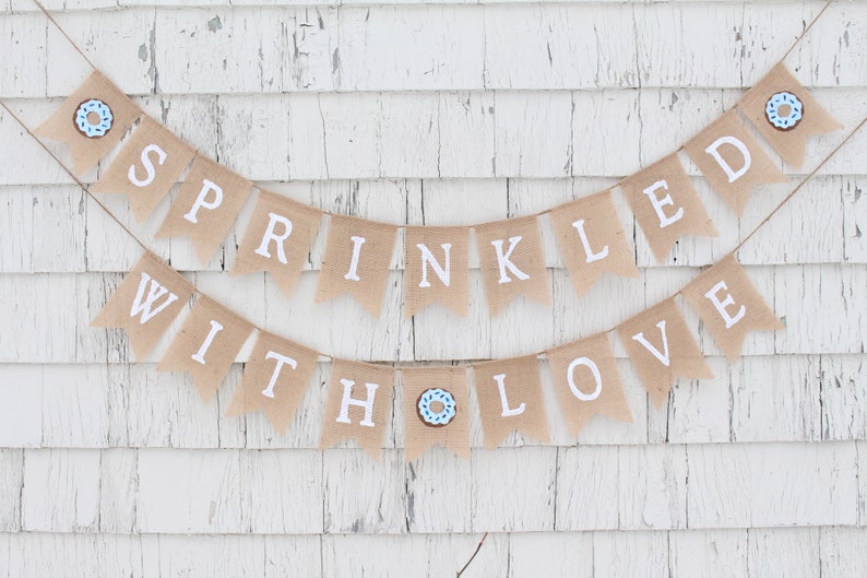 Showered With Love Banner, Rustic Baby Shower Decorations, Baby Sprinkle Banner, Showered With Love Theme, Bridal Shower Burlap Banner image 5