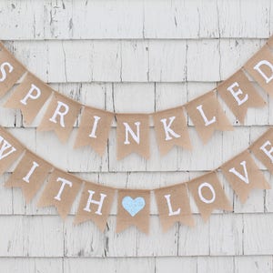 Sprinkled With Love Banner, Baby Sprinkle Decorations, Baby Sprinkle Banner, Boy Baby Sprinkle Decorations, Rustic Boy Shower Burlap Banner