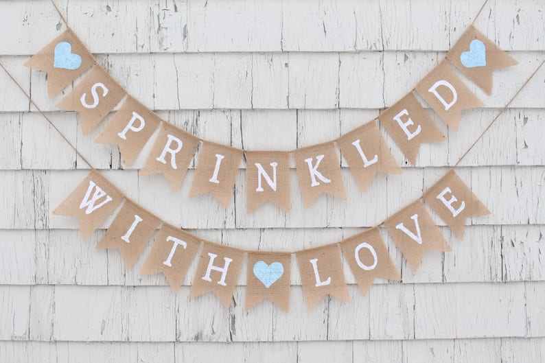 Showered With Love Banner, Rustic Baby Shower Decorations, Baby Sprinkle Banner, Showered With Love Theme, Bridal Shower Burlap Banner image 4