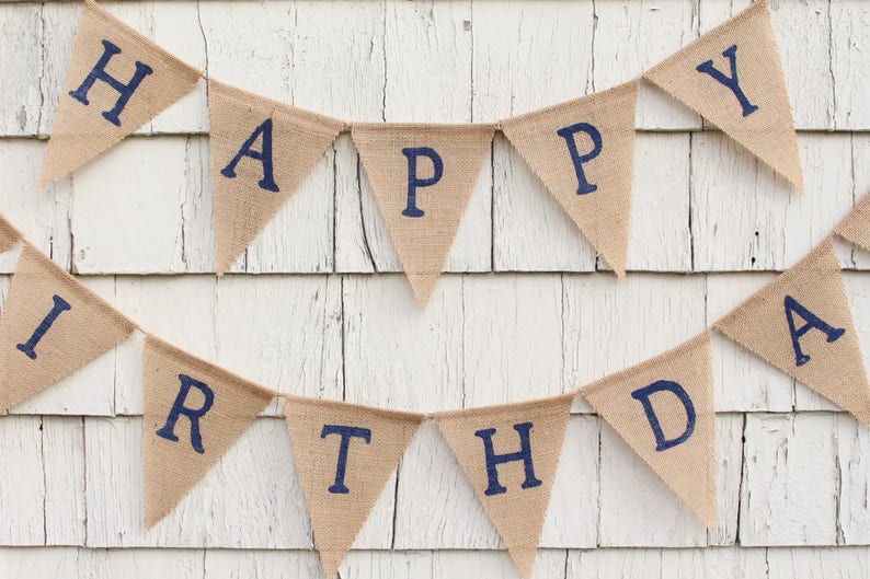 Custom Birthday Banner, Happy Birthday Burlap Banner, Happy Birthday Bunting, Rustic Birthday Decorations, Birthday Party Banner with Name image 4