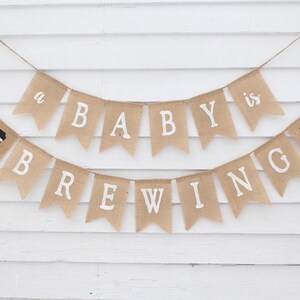 A Baby Is Brewing Baby Shower Banner, Hugs and Chugs, Beer Dudes and Diapers, Brews Before Baby is Due, Coed Couples Baby Shower Decor bild 5