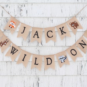 Wild One Birthday Decorations, Woodland First Birthday, Woodland Theme Party, Custom Birthday Banner, 1st Birthday Woodland Banner