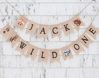 Wild One Birthday Decorations, Woodland First Birthday, Woodland Theme Party, Custom Birthday Banner, 1st Birthday Woodland Banner