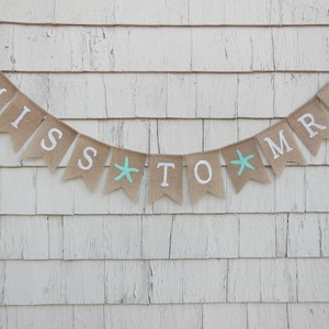 Beach Bridal Shower Decor, Miss To Mrs Banner, Star Fish Bridal Shower, Starfish Banner, Beach Wedding, Bride To Be Garland, Beach Bridal