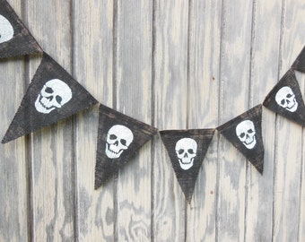 Halloween Banner, Fall Banner, Skull Banner, Happy Halloween Garland, Burlap Banner Bunting, Halloween Decor, Photo Prop, Spooky Banner