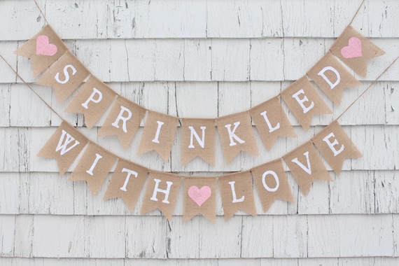 Sprinkled With Love Banner Baby Sprinkle Decorations Baby Etsy