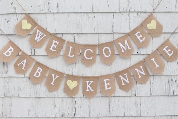 Guirlande De Bienvenue Bébé En Toile De Jute - Longueur 2.8 M, Lettres 'Welcome' Et 'Baby', Style Rustique Vintage Pour Fête Prénatale