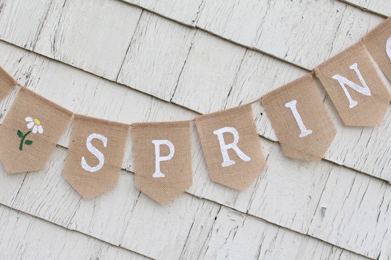 Sign Banner Spring Bed Spring Decorations, Spring Banner, Spring Burlap Bunting, Spring Sign ...