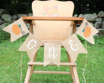 Little Pumpkin High Chair Banner, Pumpkin Birthday Party Decorations, High Chair Burlap Banner, Fall 1st First Birthday, One Pumpkin Banner