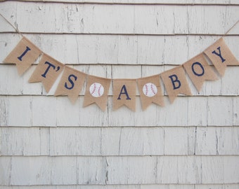 Vintage Baseball Baby Shower, Baseball Baby Shower Decorations, Its A Boy Burlap Banner, Its A Boy Bunting, Baseball Banner, All Star Shower
