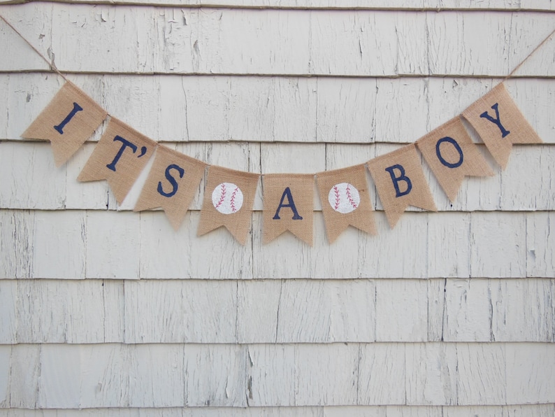 Sports Baby Shower Decorations, All Star Baby Shower Decorations, Its A Boy Burlap Banner, Baseball Banner, Football Baby Shower bild 3