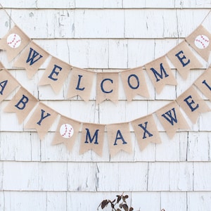 Baseball Baby Shower Decorations, Welcome Baby Banner, Vintage Baseball Baby Shower, Custom Baby Shower Banner, Baseball Burlap Banner