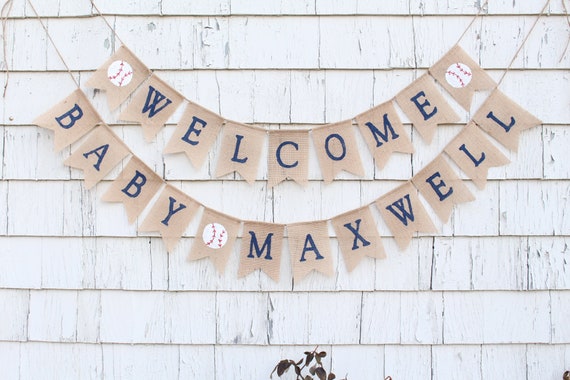 Baseball Baby Shower Decorations Welcome Baby Banner Vintage Etsy