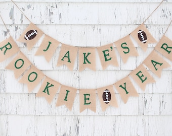 Rookie Year Birthday, Rookie Year Banner, Football Rookie Year, Football first 1st Birthday, First Down Birthday, Football Decorations