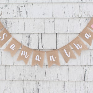 Custom Baby Name Banner, Script Banner, Personalized Baby Bunting, Baby ...