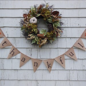 ERKOON Sackleinen-Banner „Thankful“ – Herbst- & Thanksgiving-Deko, Jute, Vorgefertigt | Rustikaler Stil