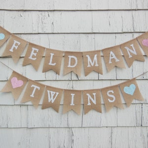 Twins Banner, Twins Bunting, Twins Baby Shower Banner, Twins Baby ...