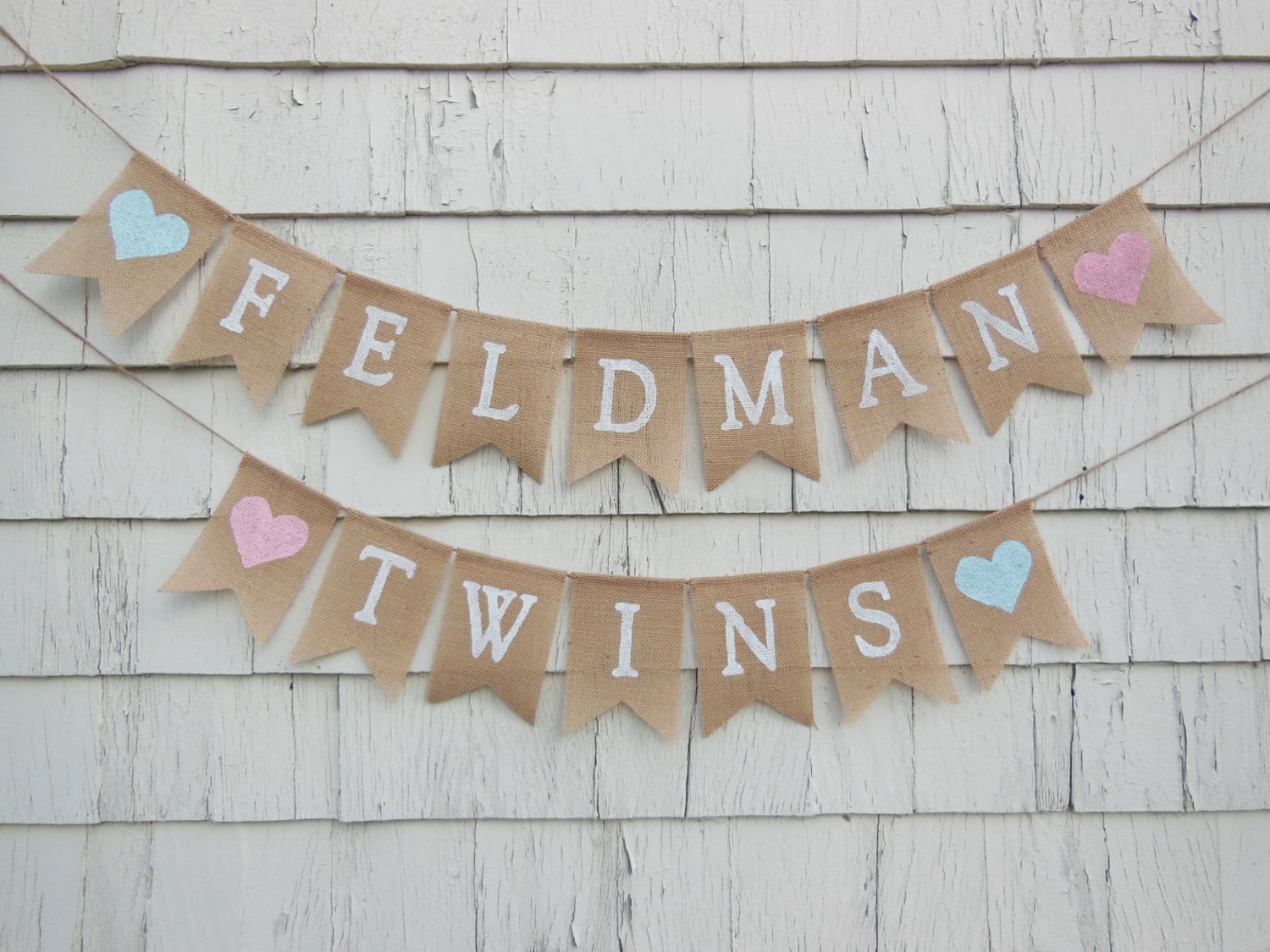 Twins Baby Shower Banner Twins Bunting Twice Blessed Banner Etsy