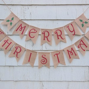 Christmas Decorations, Merry Christmas Burlap Banner, Merry Christmas Bunting, Holiday Decor, Burlap Bunting, Burlap Garland, Christmas Sign