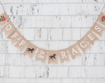 Kentucky Derby Party Decorations, Run for the Roses, Off to the Races, Horse Burlap Banner, Kentucky Derby Banner, Derby Shower Decor