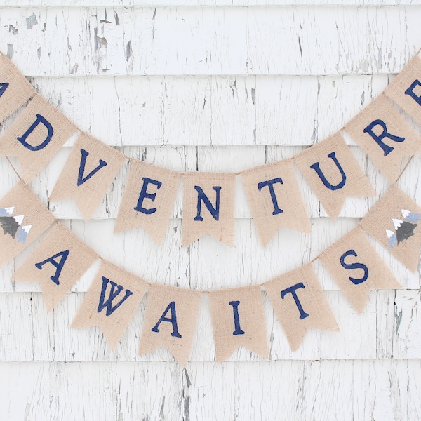 Adventure Awaits Banner, Adventure Awaits Baby Shower, Welcome to the World Baby Shower, Travel Baby Shower, World Baby Shower, Map Banner