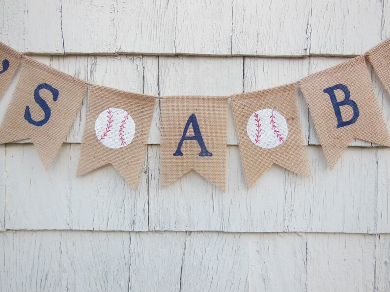Sports Baby Shower Decorations, All Star Baby Shower Decorations, Its A Boy Burlap Banner, Baseball Banner, Football Baby Shower bild 4