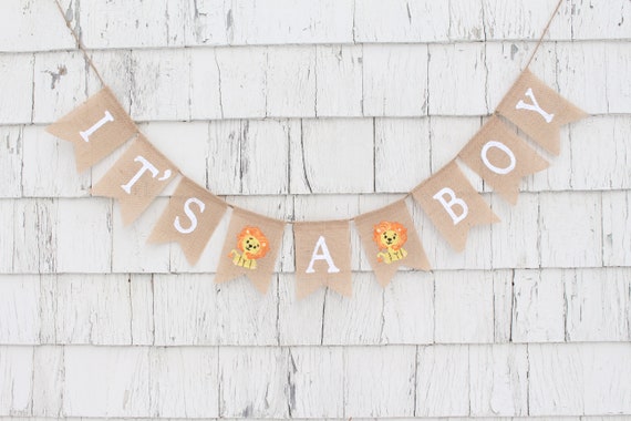 Its A Boy Banner, Lion Baby Shower Decorations, Lion Baby Banner, Safari Baby Shower Banner, Lion Shower Banner, Its A Boy Burlap Bunting