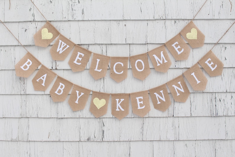 Gender Neutral Baby Shower Decor Welcome Baby Banner Burlap Etsy