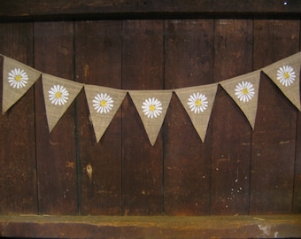 Summer Banner Bunting, Flower Banner, Summer Garland, Home Decor, Summer Decor, Burlap Banner Bunting, Photo Prop, Rustic, Flower Garland