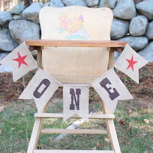 Rodeo Highchair Banner, First Rodeo Birthday Party Decorations, High Chair One Burlap Banner, Western Cowboy First Birthday bild 1
