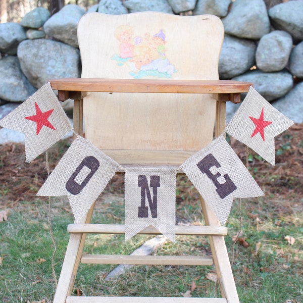 Rodeo Highchair Banner, First Rodeo Birthday Party Decorations, High Chair One Burlap Banner, Western Cowboy First Birthday