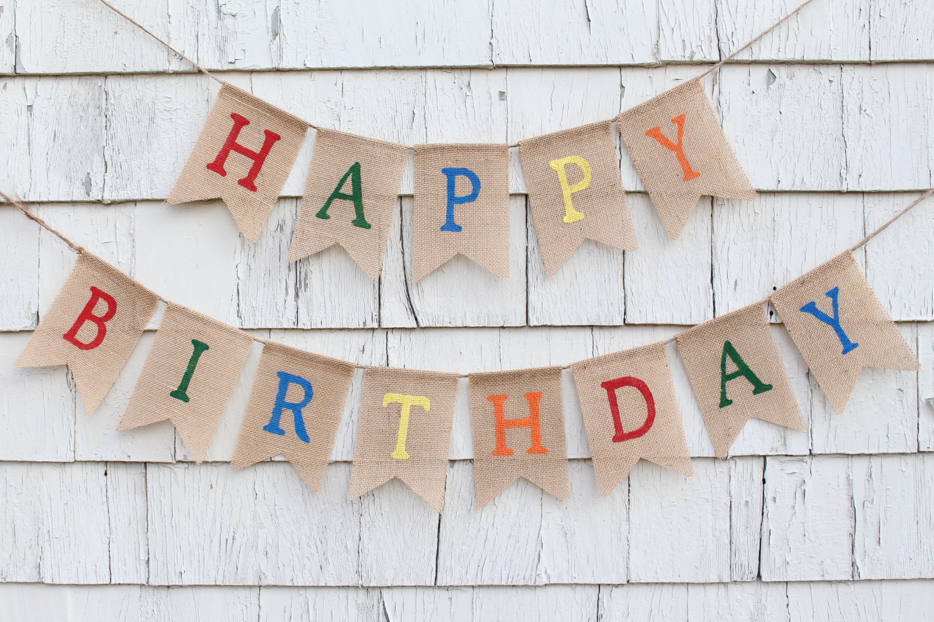 Alphabet Happy Birthday Banner Burlap Birthday Banner | Envío Gratis