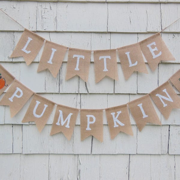 Little Pumpkin Banner, Little Pumpkin Baby Shower Decor, Burlap Garland, Pumpkin Shower Decor, Rustic Shower, Little Pumpkin Garland Sign
