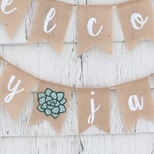 Succulent Baby Shower, Custom Welcome Baby Banner, Succulent Shower Decorations, Greenery Baby Shower Decorations, Personalized Baby Banner image 6