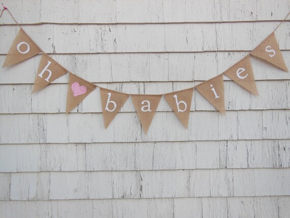 Twins Baby Shower Decorations, Oh Baby Banner, Oh Babies, Oh Baby Bunting, Twins Baby Shower, Burlap Banner, Twins Baby Shower Banner