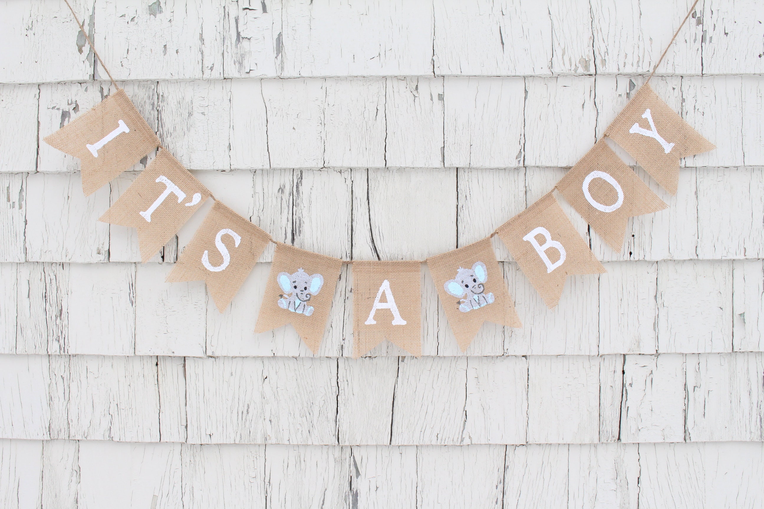 „A Little Peanut Is On The Way“ Glitzer-Banner – Elefanten-Design Für Babyparty & Gender Reveal (gold)