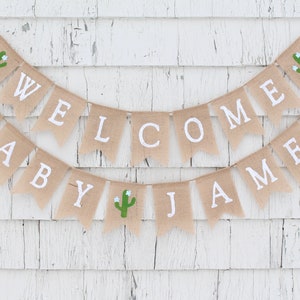 Cactus Baby Shower Decorations, Cactus Baby Banner, Baby Shower Banner, Custom Personalized Welcome Baby Banner, Fiesta Baby Shower Decor