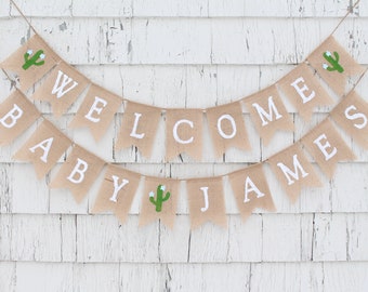 Cactus Baby Shower Decorations, Cactus Baby Banner, Baby Shower Banner, Custom Personalized Welcome Baby Banner, Fiesta Baby Shower Decor