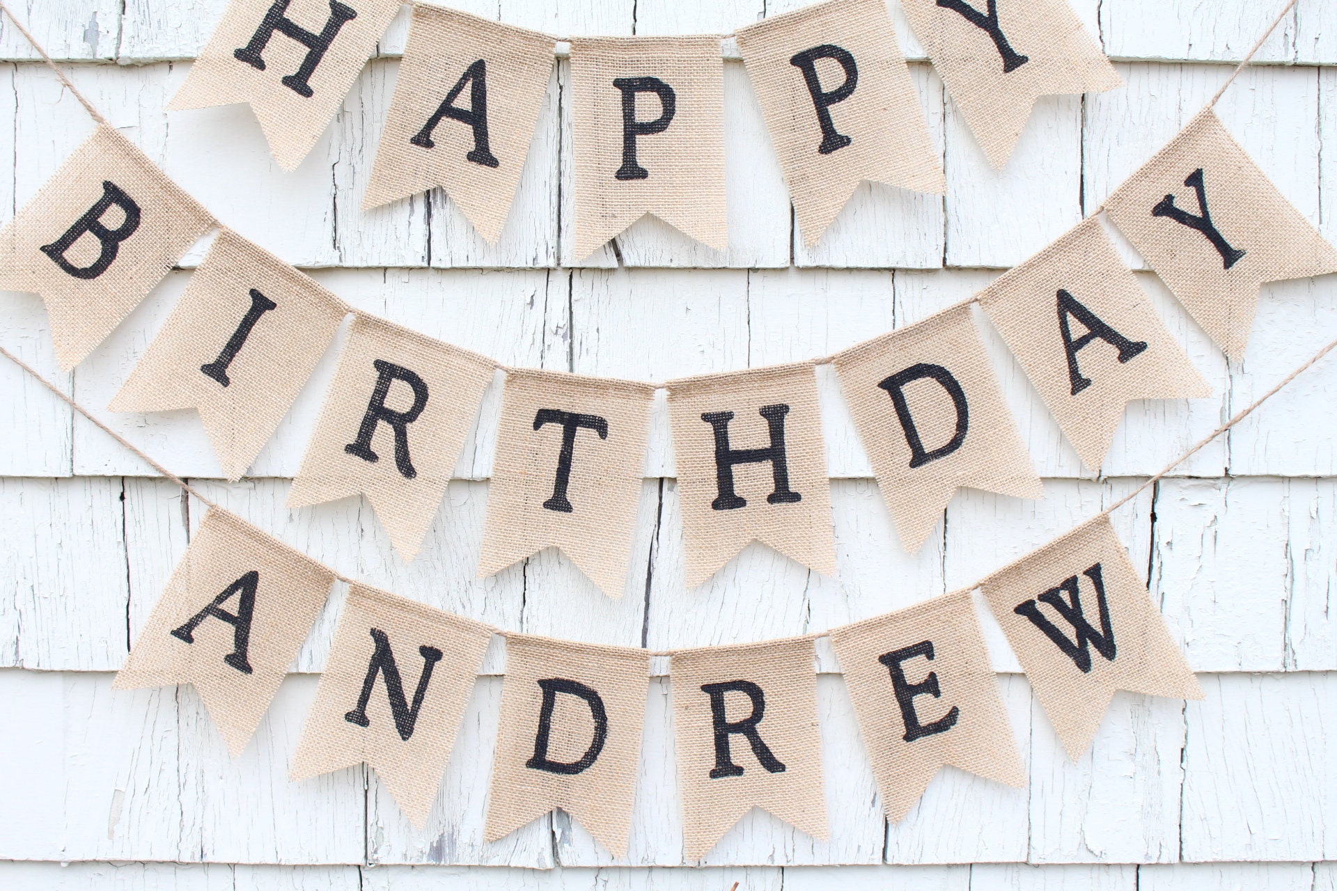 Alphabet Happy Birthday Banner Burlap Birthday Banner | Envío Gratis