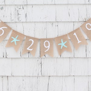Beach Bridal Shower Decorations, Starfish Save The Date Banner, Starfish Bridal Shower Supplies, Starfish Banner, Burlap Banner Bunting
