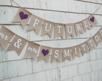 Plum Bridal Shower, Couples Shower Decor, Engagement Party Decor, Future Mr and Mrs, Purple Bridal Shower Banner, Rehearsal Dinner Ideas